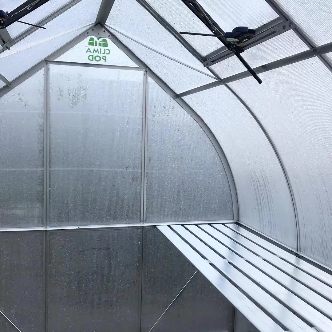 Two-tier aluminum Greenhouse Shelving 7′, 12′, 14′