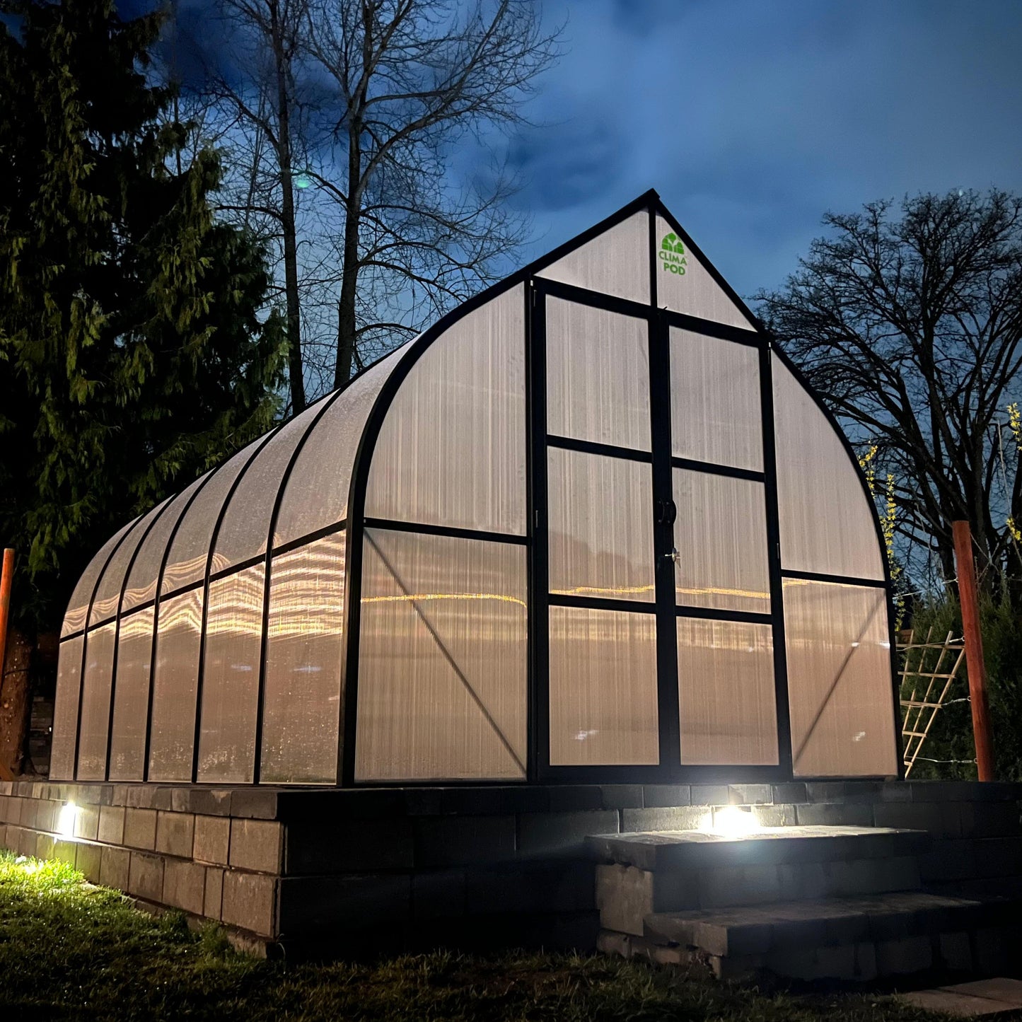 ClimaPod Virtue Black 9x14 Hinged Doors Greenhouse with 6mm polycarbonate and black painted aluminum frame