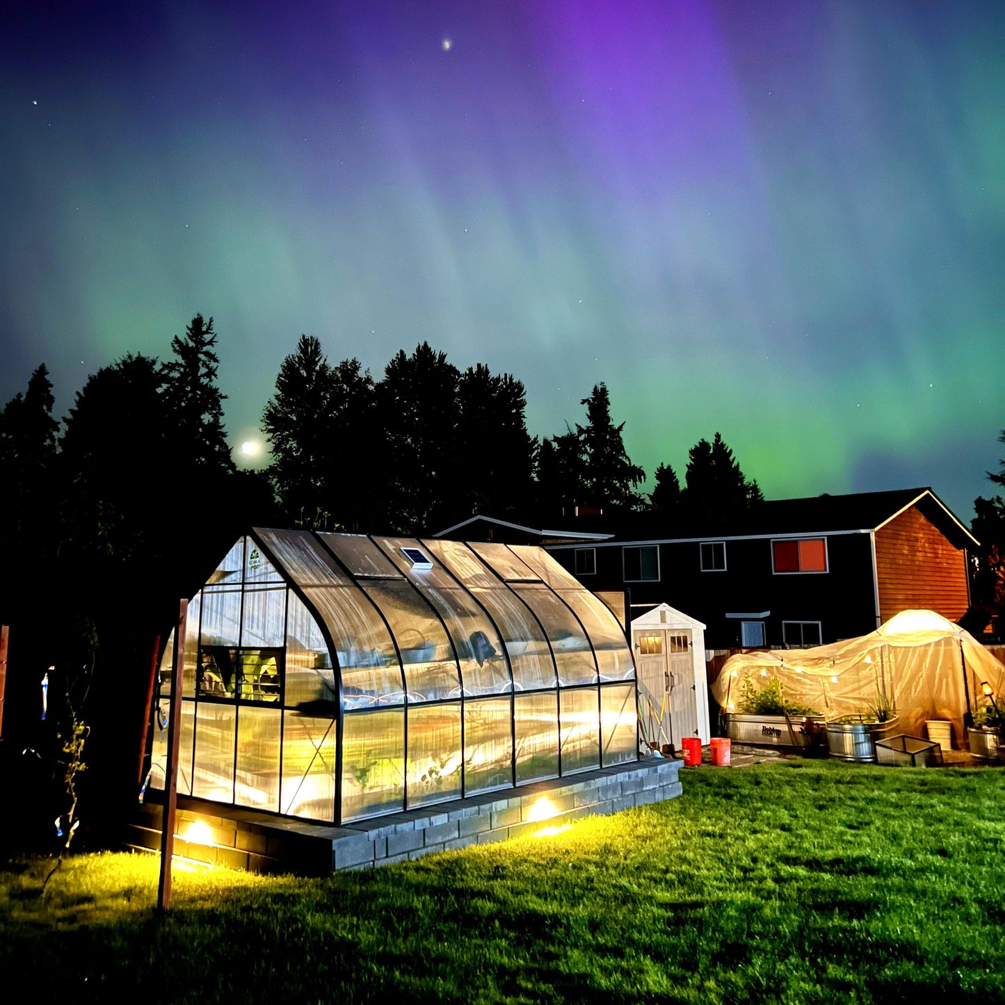 Polar lights over the ClimaPod Virtue Black 9x14 HD Greenhouse customer photo