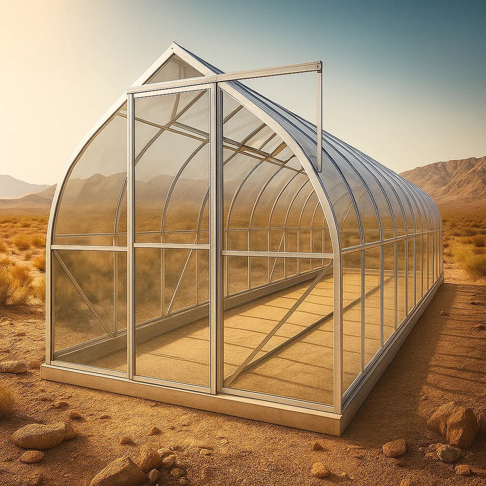 Spirit 7x28 polycarbonate greenhouse in the desert homestead in Nevada