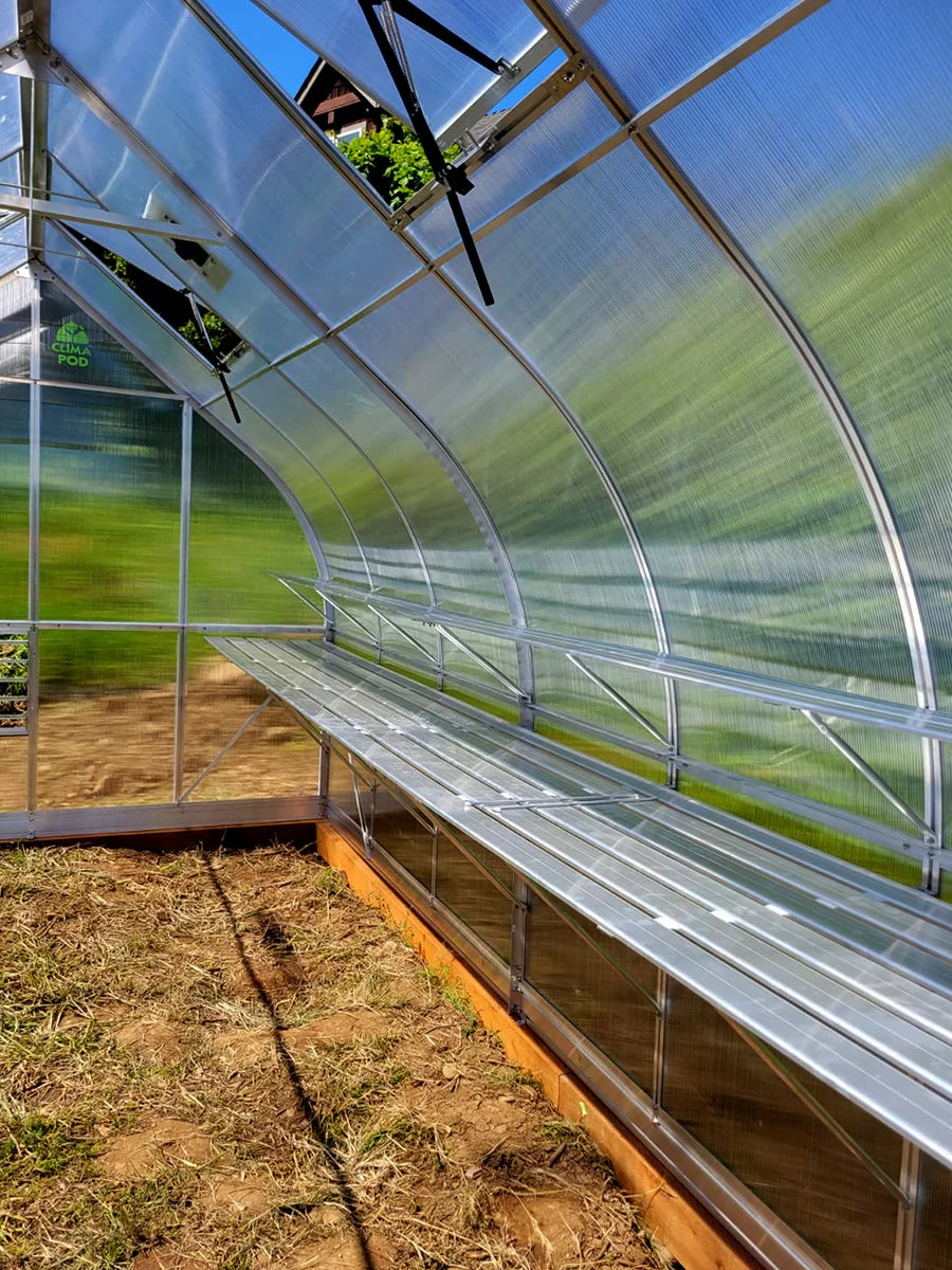 Two-tier aluminum Greenhouse Shelving 7′, 12′, 14′