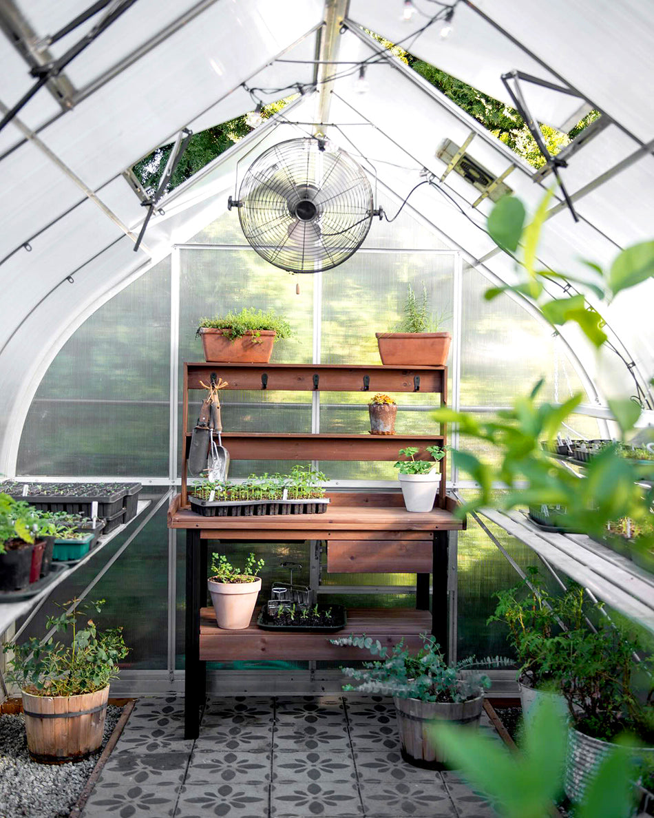 ClimaPod Virtue 9x14 Greenhouse Complete Kit inside