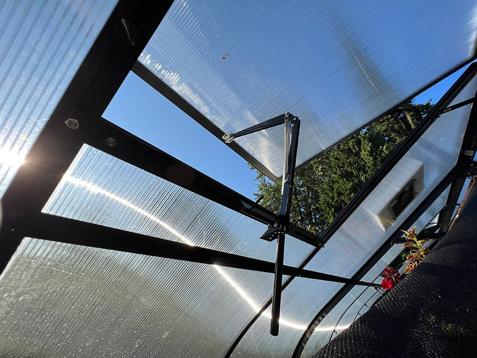 ClimaPod Virtue Black 9x14 Greenhouse automatic wondow opener operation
