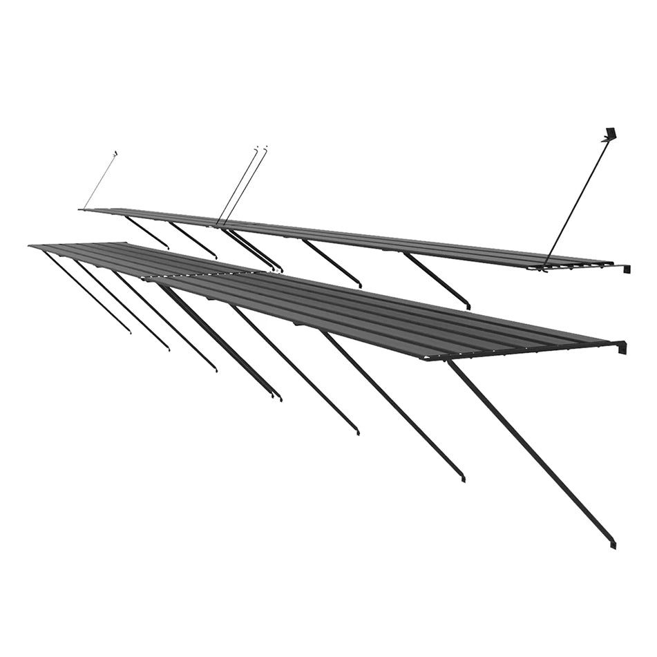 Two-tier aluminum Greenhouse Shelving 7′, 12′, 14′