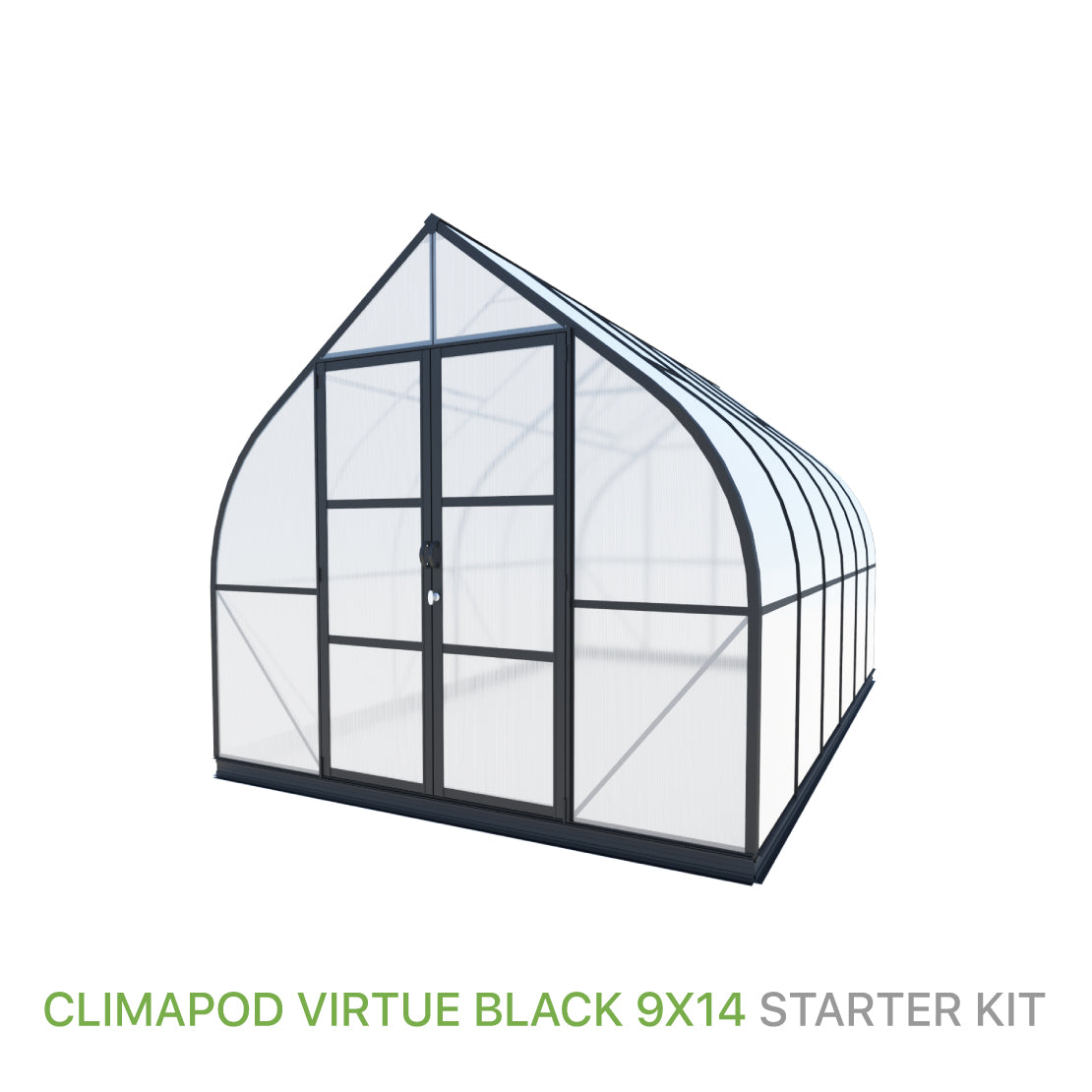 ClimaPod Virtue Black 9x14 Hinged Doors Greenhouse Starter Kit for sale