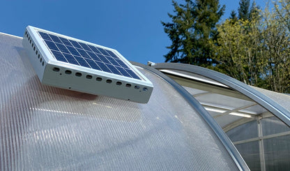 ClimaPod greenhouse solar-powered ventilation fan