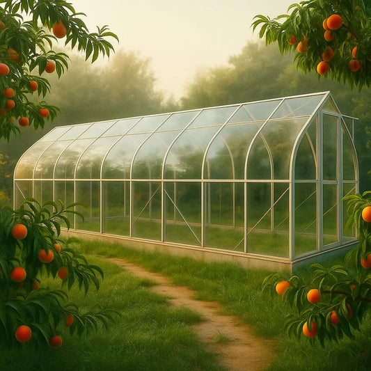 Spirit 7x28 greenhouse on backyard garden in Georgia