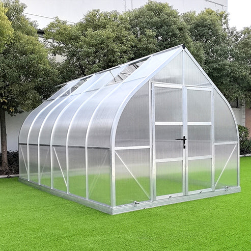 ClimaPod Titan 10x14 Hinged doors Greenhouse reinforced aluminum frame and 10 mm polycarbonate main product image