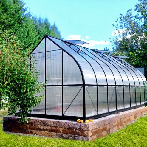 ClimaPod Virtue Black 9x21 Hinged Doors Greenhouse aluminum frame with 6mm polycarbonate main product image